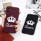 Candy Color King Queen Crown Phone Case Back Cover - iPhone 11/11 Pro/11 Pro Max/XS Max/XR/XS/X/8 Plus/8/7 Plus/7 - halloladies