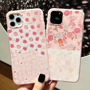 Cute Pink Flower Phone Case Back Cover for iPhone 11 Pro Max/11 Pro/11/XS Max/XR/XS/X/8 Plus/8/7 Plus/7 - halloladies