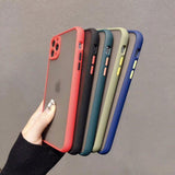 Contrast Color Edge Transparent Matte Soft Phone Case Back Cover for iPhone 12 Pro Max/12 Pro/12/12 Mini/SE/11 Pro Max/11 Pro/11/XS Max/XR/XS/X/8 Plus/8 - halloladies