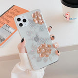 Electroplate Glitter Rose Flower Clear Phone Case Back Cover - iPhone 12 Pro Max/12 Pro/12/12 Mini/SE/11 Pro Max/11 Pro/11/XS Max/XR/XS/X/8 Plus/8 - halloladies