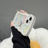 Cute Cartoon Drawing Lucky Rabbit with Curly Wavy Frame Clear Case for iPhone