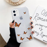 Simple Butterfly Print Soft Transparent Phone Case Back Cover for iPhone 12 Pro Max/12 Pro/12/12 Mini/SE/11 Pro Max/11 Pro/11/XS Max/XR/XS/X/8 Plus/8 - halloladies