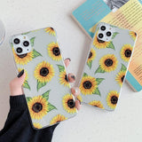 Cute Sunflowers Clear Soft TPU Phone Case Back Cover for iPhone 12 Pro Max/12 Pro/12/12 Mini/SE/11 Pro Max/11 Pro/11/XS Max/XR/XS/X/8 Plus/8 - halloladies