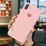 Candy Contrast Color Love Heart Tempered Glass Phone Case Back Cover - iPhone 11/11 Pro/11 Pro Max/XS Max/XR/XS/X/8 Plus/8/7 Plus/7 - halloladies