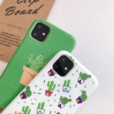 Simple Cartoon Cactus Phone Case Back Cover - iPhone 11 Pro Max/11 Pro/11/XS Max/XR/XS/X/8 Plus/8/7 Plus/7 - halloladies