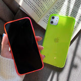 Fashion Neon Fluorescent Color Luxury Transparent Soft Phone Case Back Cover -iPhone 12 Pro Max/12 Pro/12/12 Mini/iPhone 11/11 Pro/11 Pro Max/XS Max/XR/XS/X/8 Plus/8/7 Plus/7 - halloladies