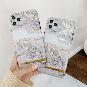 Classic Marble Plating Letters Phone Case Back Cover - iPhone 11/11 Pro/11 Pro Max/XS Max/XR/XS/X/8 Plus/8/7 Plus/7 - halloladies