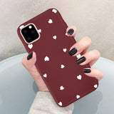 Simple Cute Love Heart Solid Color Phone Case Back Cover for iPhone 11 Pro Max/11 Pro/11/XS Max/XR/XS/X/8 Plus/8/7 Plus/7 - halloladies