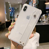 Glitter Powder Wrist Strap Transparent Soft TPU Phone Case Back Cover - iPhone 11 Pro Max/11 Pro/11/XS Max/XR/XS/X/8 Plus/8/7 Plus/7/6s Plus/6s/6 Plus/6 - halloladies