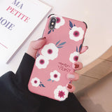 Cute Flower Painting Corner Protection Matte Phone Case Back Cover - iPhone XS Max/XR/XS/X/8 Plus/8/7 Plus/7/6s Plus/6s/6 Plus/6 - halloladies