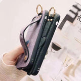 Solid Color Wrist Strap Plush Love Heart Soft Phone Case Back Cover - iPhone 12 Pro Max/12 Pro/12/12 Mini/SE/11 Pro Max/11 Pro/11/XS Max/XR/XS/X/8 Plus/8 - halloladies