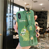 Funny Dinosaur Avocado with Sunflower Wristband Phone Case Back Cover for iPhone XS Max/XR/XS/X/8 Plus/8/7 Plus/7/6s Plus/6s/6 Plus/6 - halloladies