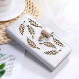Candy Color Leaf Leather Flip Wallet Card Holder Phone Case Back Cover for iPhone 11 Pro Max/11 Pro/11/XS Max/XR/XS/X/8 Plus/8/7 Plus/7 - halloladies