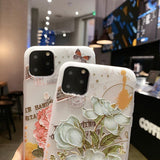 Relief Flower Soft TPU Phone Case Back Cover - iPhone 11 Pro Max/11 Pro/11/XS Max/XR/XS/X/8 Plus/8/7 Plus/7/6s Plus/6s/6 Plus/6 - halloladies