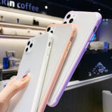 Candy Color Frame Matte Transparent Soft Phone Case Back Cover - iPhone 12 Pro Max/12 Pro/12/12 Mini/SE/11 Pro Max/11 Pro/11/XS Max/XR/XS/X/8 Plus/8 - halloladies