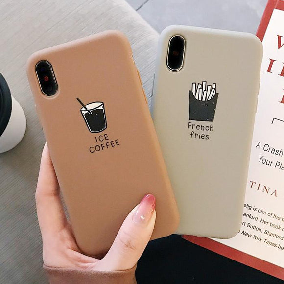 Simple Ice Coffee Fries Partner Phone Case Back Cover - iPhone 11/11 Pro/11 Pro Max/XS Max/XR/XS/X/8 Plus/8/7 Plus/7 - halloladies