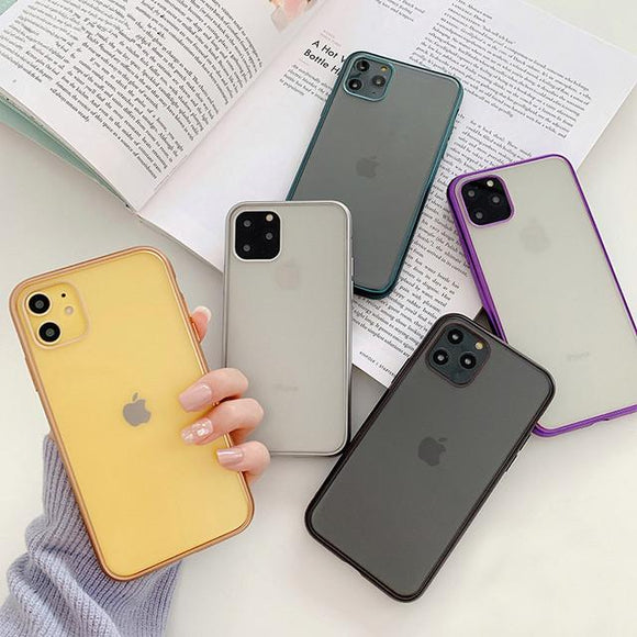 Simple Candy Color Matte Plating TPU Phone Case Back Cover for iPhone 11/11 Pro/11 Pro Max/XS Max/XR/XS/X/8 Plus/8/7 Plus/7 - halloladies