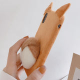 Cute Cartoon 3D Plush Corgi Cat Ear Phone Case Back Cover for iPhone 11 Pro Max/11 Pro/11/XS Max/XR/XS/X/8 Plus/8/7 Plus/7 - halloladies