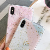 Glitter Gold Foil Marble Soft Phone Case Back Cover - iPhone 11/11 Pro/11 Pro Max/XS Max/XR/XS/X/8 Plus/8/7 Plus/7 - halloladies