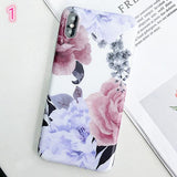 Fashion Marble Leaf Flower Phone Case Back Cover - iPhone XS Max/XR/XS/X/8 Plus/8/7 Plus/7/6s Plus/6s/6 Plus/6 - halloladies