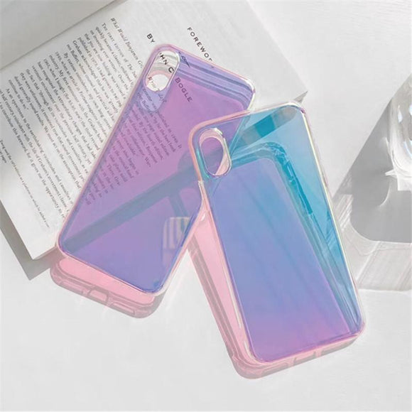 Glossy Gradient Colorful Aurora Transparent Mirror Phone Case Back Cover - iPhone XS Max/XR/XS/X/8 Plus/8/7 Plus/7/6s Plus/6s/6 Plus/6 - halloladies