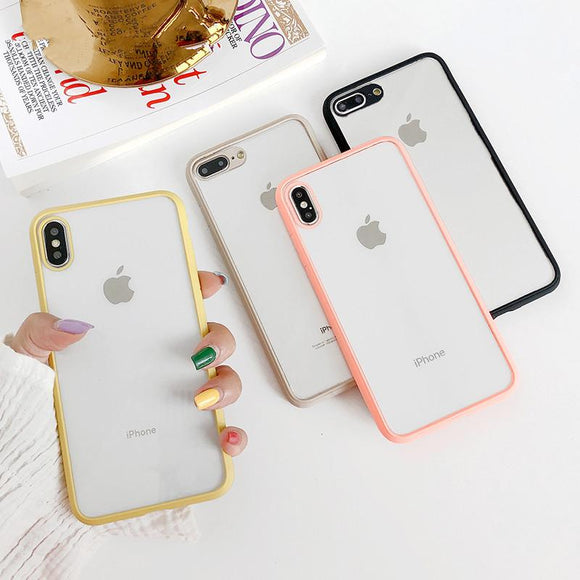 Simple Fashion Plain Soft Silicon Transparent Phone Case Back Cover - iPhone 11 Pro Max/11 Pro/11/XS Max/XR/XS/X/8 Plus/8/7 Plus/7/6s Plus/6s/6 Plus/6 - halloladies