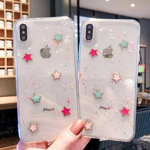 Glitter Bling Stars Phone Case Back Cover for iPhone 11/11 Pro/11 Pro Max/XS Max/XR/XS/X/8 Plus/8/7 Plus/7 - halloladies