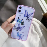 Glitter Butterfly Laser Frame Soft Phone Case Back Cover for iPhone 12 Pro Max/12 Pro/12/12 Mini/SE/11 Pro Max/11 Pro/11/XS Max/XR/XS/X/8 Plus/8 - halloladies