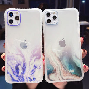 Gradient Marble Texture Glitter Transparent Soft Phone Case Back Cover for iPhone 12 Pro Max/12 Pro/12/12 Mini/SE/11 Pro Max/11 Pro/11/XS Max/XR/XS/X/8 Plus/8 - halloladies