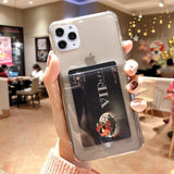 Solid Color Transparent Card Holder Soft Phone Case Back Cover - iPhone 12 Pro Max/12 Pro/12/12 Mini/SE/11 Pro Max/11 Pro/11/XS Max/XR/XS/X/8 Plus/8 - halloladies