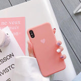 Candy Color Love Heart Soft Phone Case Back Cover - iPhone 11 Pro Max/11 Pro/11/XS Max/XR/XS/X/8 Plus/8/7 Plus/7 - halloladies