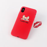 Candy Color Cute Corgi "I Love You" Phone Case Back Cover for iPhone 11/11 Pro/11 Pro Max/XS Max/XR/XS/X/8 Plus/8/7 Plus/7 - halloladies