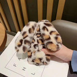 Rabbit Hair Fluffy Fur Plush Leopard iPhone Case Back Cover for iPhone 11 Pro Max/11 Pro/11/XS Max/XR/XS/X/8 Plus/8/7 Plus/7 - halloladies