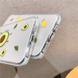 Cute Cartoon Lemon Avocado Transparent Soft Phone Case Back Cover for iPhone 12 Pro Max/12 Pro/12/12 Mini/SE/11 Pro Max/11 Pro/11/XS Max/XR/XS/X/8 Plus/8 - halloladies