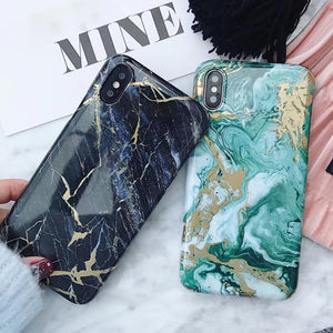 Green Black Marble Classic Marble Phone Case Back Cover for iPhone 11/11 Pro/11 Pro Max/XS Max/XR/XS/X/8 Plus/8/7 Plus/7 - halloladies