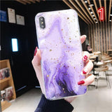 Glitter Gold Foil Gradient Purple Phone Case Back Cover for iPhone 11/11 Pro/11 Pro Max/XS Max/XR/XS/X/8 Plus/8/7 Plus/7 - halloladies