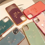 Plating Edge Letter Love Heart Phone Case Back Cover for iPhone 11/11 Pro/11 Pro Max/XS Max/XR/XS/X/8 Plus/8/7 Plus/7 - halloladies