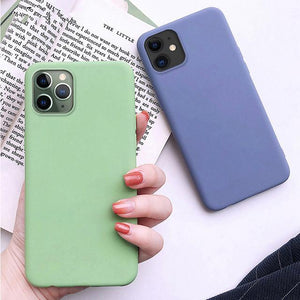 Fully Protected Candy Color Soft Silicone Phone Case Back Cover for iPhone 11 Pro Max/11 Pro/11/XS Max/XR/XS/X/8 Plus/8/7 Plus/7 - halloladies