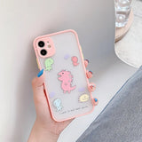 Cute Catroon Dinosaur Matte Phone Case Back Cover for iPhone 12 Pro Max/12 Pro/12/12 Mini/SE/11 Pro Max/11 Pro/11/XS Max/XR/XS/X/8 Plus/8 - halloladies