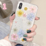 Glitter real Dry pressed Flower Phone Case Back Cover - iPhone 12 Pro Max/12 Pro/12/12 Mini/SE/11 Pro Max/11 Pro/11/XS Max/XR/XS/X/8 Plus/8 - halloladies