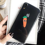 Cute Cartoon Carrot Transparent Couple Soft TPU Phone Case Back Cover - iPhone 11/11 Pro/11 Pro Max/XS Max/XR/XS/X/8 Plus/8/7 Plus/7 - halloladies