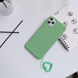 Candy Color Love Heart Chain Soft Phone Case Back Cover for iPhone 11/11 Pro/11 Pro Max/XS Max/XR/XS/X/8 Plus/8/7 Plus/7 - halloladies