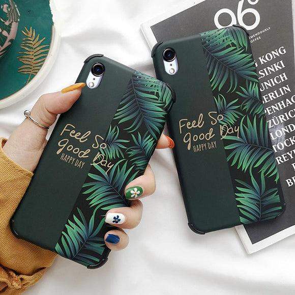 Fashion Splicing Plant Banana Leaf Phone Case Back Cover - iPhone 11 Pro Max/11 Pro/11/XS Max/XR/XS/X/8 Plus/8/7 Plus/7/6s Plus/6s/6 Plus/6 - halloladies