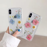 Real Dried Flower Glitter Foil Clear Phone Case Back Cover - iPhone 11/11 Pro/11 Pro Max/XS Max/XR/XS/X/8 Plus/8/7 Plus/7 - halloladies