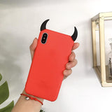 Cute Devil Horns Demon Phone Case Back Cover for iPhone 11 Pro Max/11 Pro/11/XS Max/XR/XS/X/8 Plus/8/7 Plus/7 - halloladies