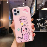 Cartoon Cute Dinosaur Rainbow Letter Couples Soft Phone Case Back Cover - iPhone 11/11 Pro/11 Pro Max/XS Max/XR/XS/X/8 Plus/8/7 Plus/7 - halloladies