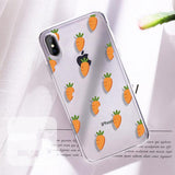 Simple Carrot Orange Cactus Print Transparent Soft Phone Case Back Cover - iPhone 11/11 Pro/11 Pro Max/XS Max/XR/XS/X/8 Plus/8/7 Plus/7 - halloladies