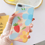 Watercolor Flower Strawberry Soft TPU Phone Case Back Cover for iPhone 11 Pro Max/11 Pro/11/XS Max/XR/XS/X/8 Plus/8 - halloladies