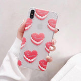 Love Heart Cake TPU Phone Case Back Cover for iPhone XS Max/XR/XS/X/8 Plus/8/7 Plus/7/6s Plus/6s/6 Plus/6 - halloladies