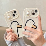 Cartoon Duck Solid White Color Camera Lens Protection Case for iPhone